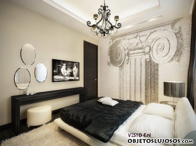 dormitorio de lujo en blanco y negro