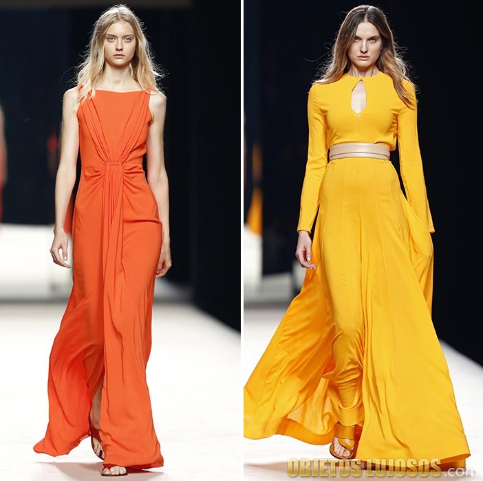 vestidos en naranja y amarillo de juanjo oliva